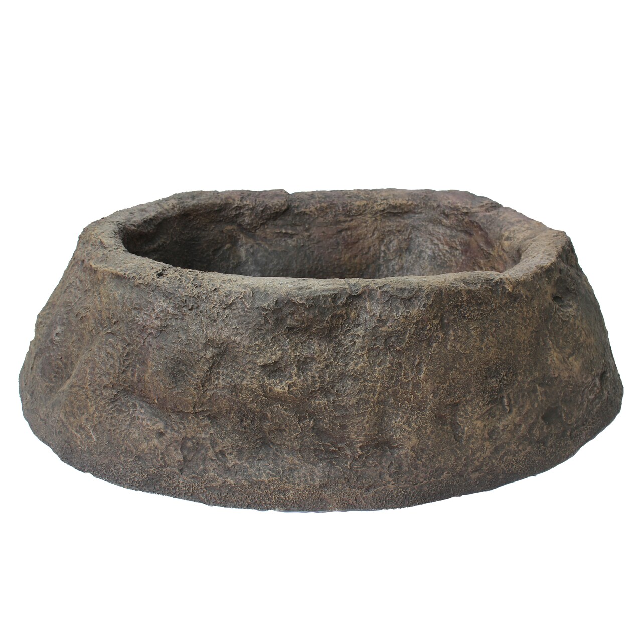 Small Flower Faux Rock Fiberglass Garden Decorative Water Pond, 17 Gallon Sandstone Outdoor Patio Bed Waterfall Pond